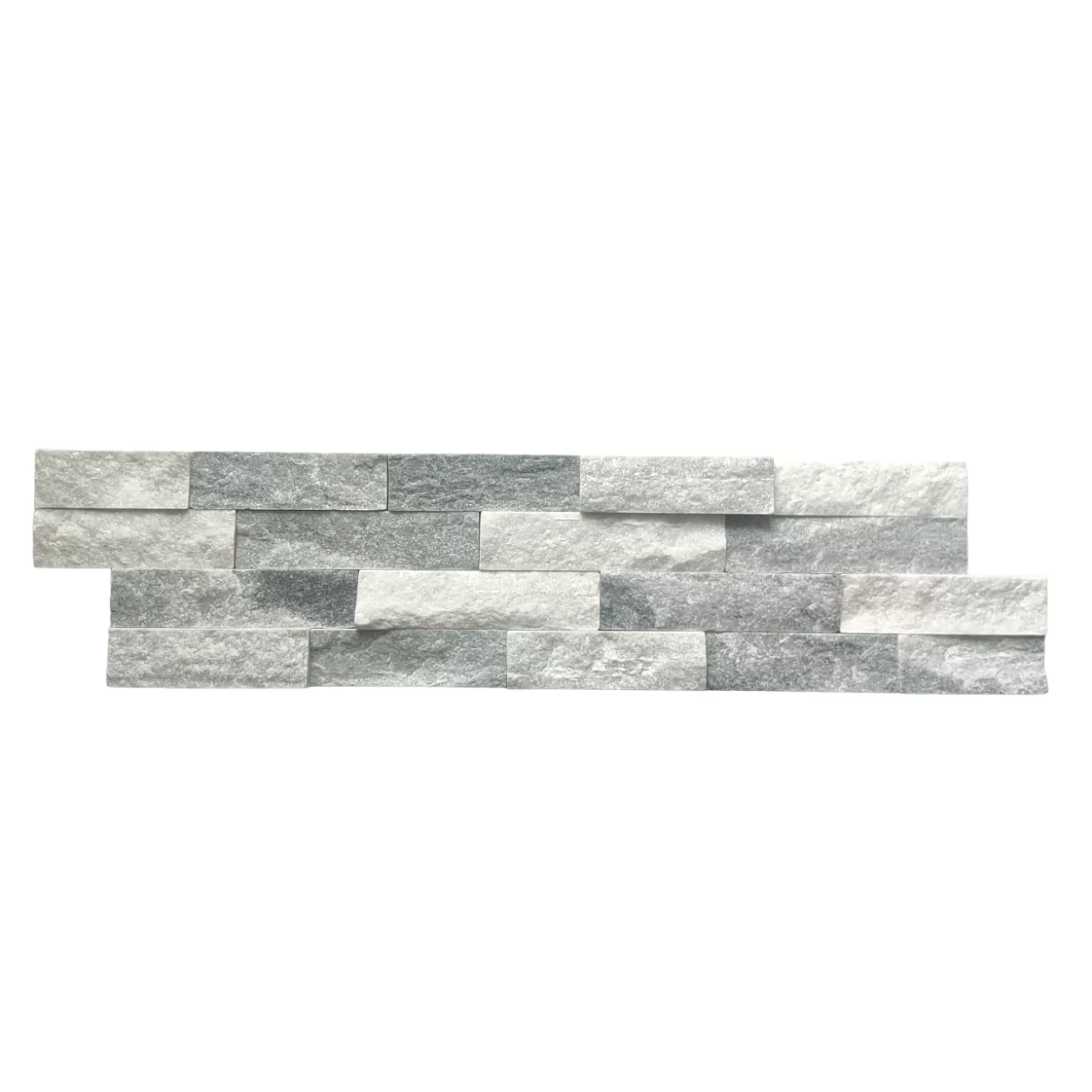 плитка из натурального камня кварцит бело-серый, панель 600 x 150 x 15-20 мм (0.63 м2 в уп.), уп.